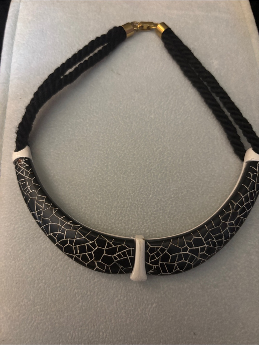 Vintage Trifari Black Mosaic Collar Necklace choker